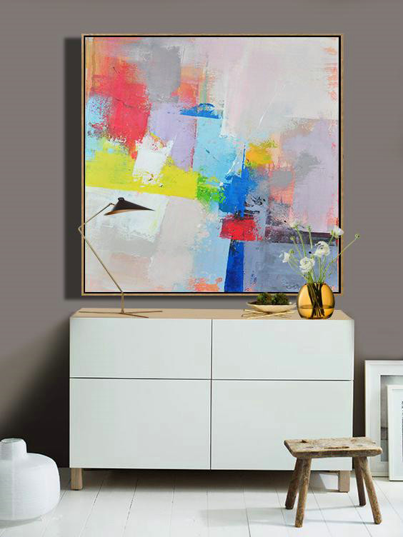 Original Extra Large Wall Art,Palette Knife Contemporary Art Canvas Painting,Decorating A Big Living Room,Pink,Red,Blue,Yellow,Violet Ash.etc